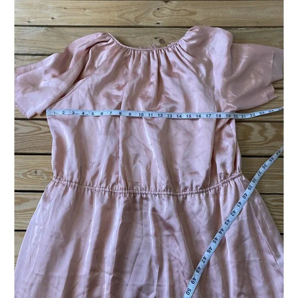 NWT $49.99 DownEast Tiered Midi Dress XXL Soft Satin Ruffle Trim Short Sleeve - Picture 8 of 8